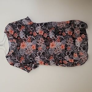 Rivers Black, Orange & Gray Floral Print Short Sleeve Top 16